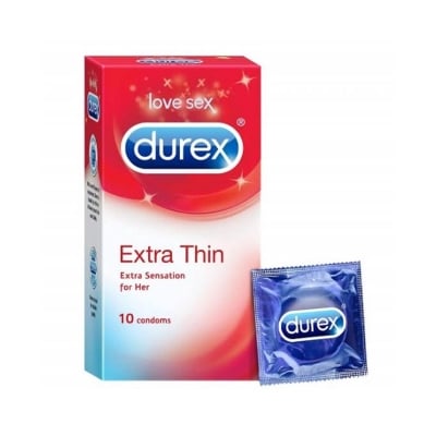 Picture of Durex Condom - Extra Thin Condoms For Men 10 Pcs Pack (Made In India)-Transparent