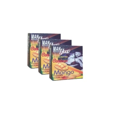 Picture of Manhood Mango Flavored Condom - 3 Pack Combo - 3X3=9Pcs Condom-Multicolor