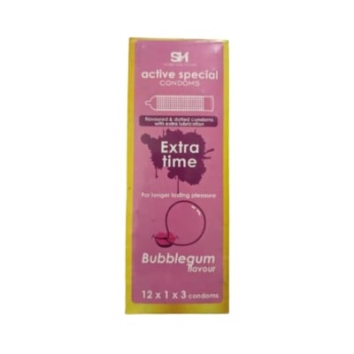 Picture of Active Condoms - Bubblegum Flavor Condom - Full Box - 3X12=36Pcs Condom (Made In India)-Pink