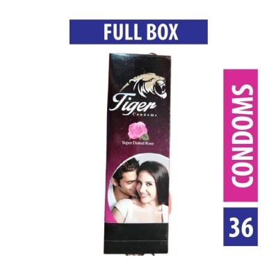 Picture of Tiger Dotted Condoms Rose Flavour (36Pcs)-Neutral