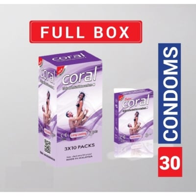Picture of Coral Long Lasting Lubricated Natural Latex Condom Full Box 3X10=30Pcs-Neutral