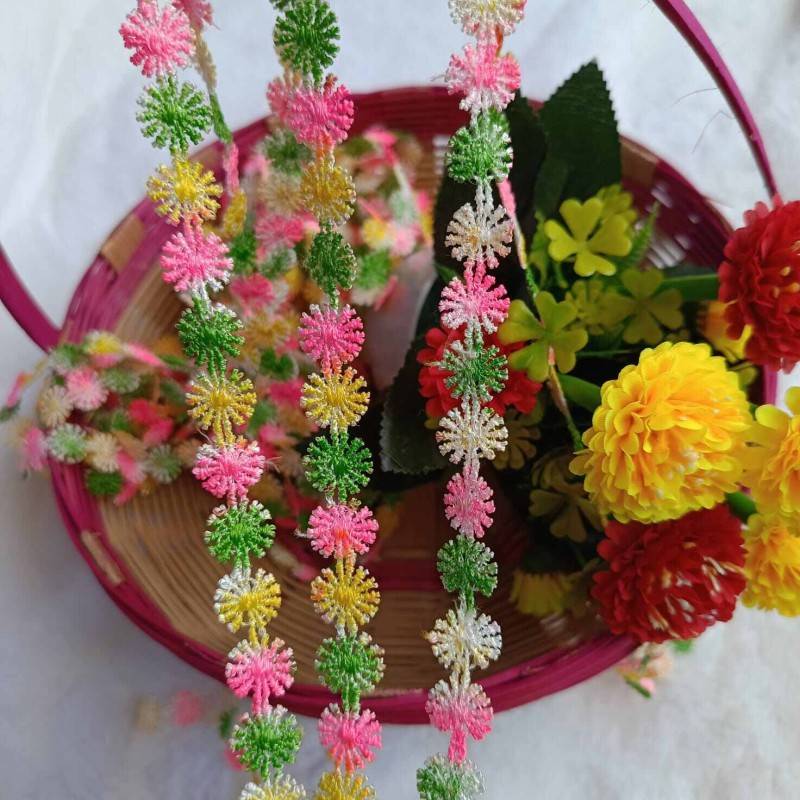 Picture of 5 Yards 2cm 0.78" wide colorful flower lingerie dress clothes fabric embroidery tapes lace trim ribbon