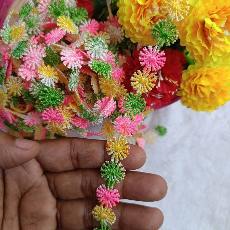 Picture of 5 Yards 2cm 0.78" wide colorful flower lingerie dress clothes fabric embroidery tapes lace trim ribbon