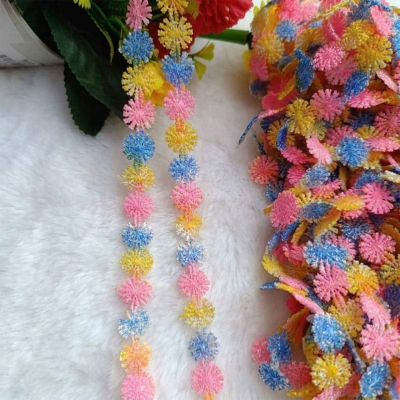 Picture of 5 Yards 2cm 0.78" wide colorful flower lingerie dress clothes fabric embroidery tapes lace trim ribbon