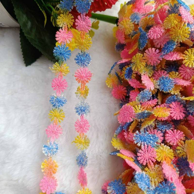 Picture of 5 Yards 2cm 0.78" wide colorful flower lingerie dress clothes fabric embroidery tapes lace trim ribbon