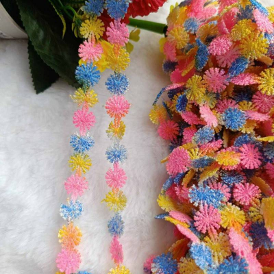 Picture of 5 Yards 2cm 0.78" wide colorful flower lingerie dress clothes fabric embroidery tapes lace trim ribbon