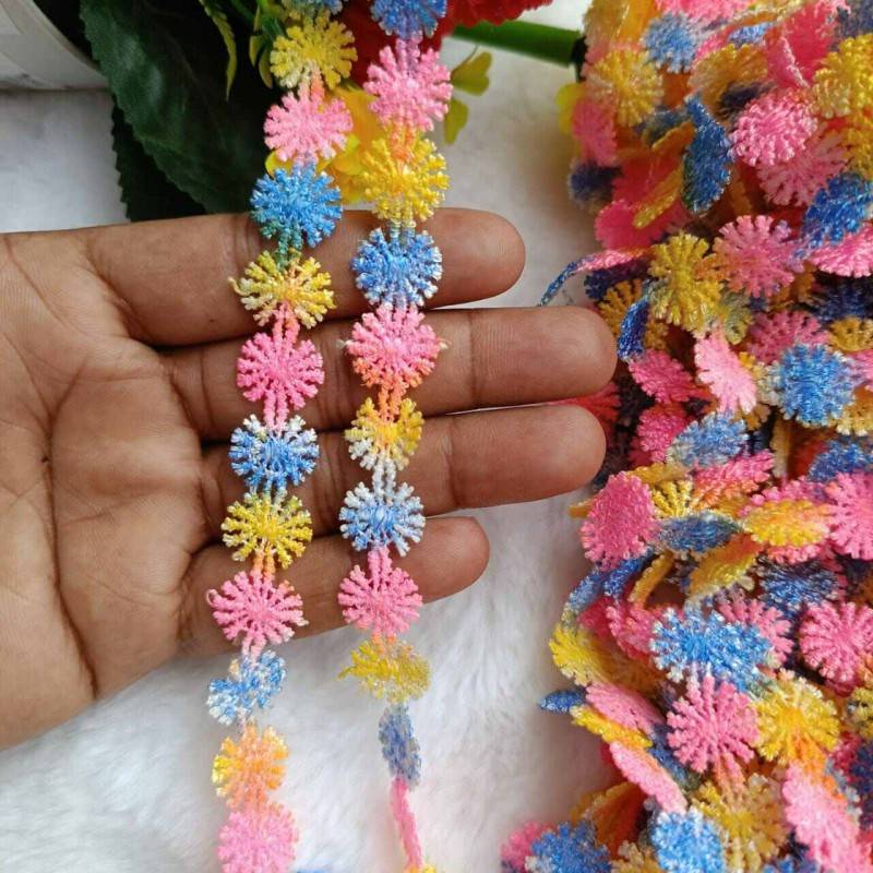Picture of 5 Yards 2cm 0.78" wide colorful flower lingerie dress clothes fabric embroidery tapes lace trim ribbon