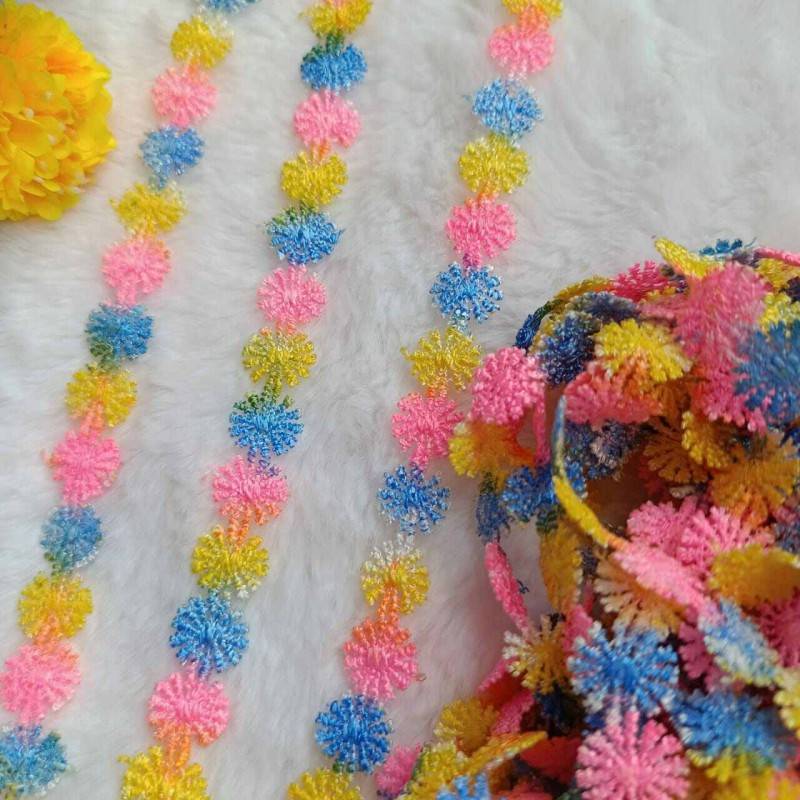 Picture of 5 Yards 2cm 0.78" wide colorful flower lingerie dress clothes fabric embroidery tapes lace trim ribbon