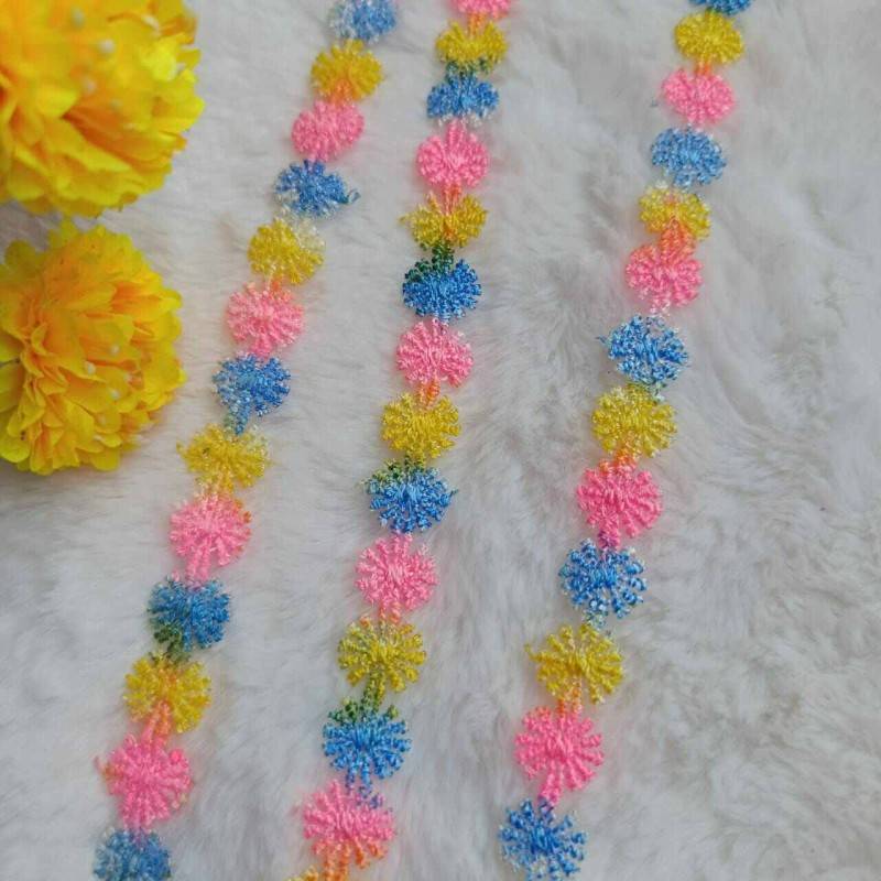 Picture of 5 Yards 2cm 0.78" wide colorful flower lingerie dress clothes fabric embroidery tapes lace trim ribbon