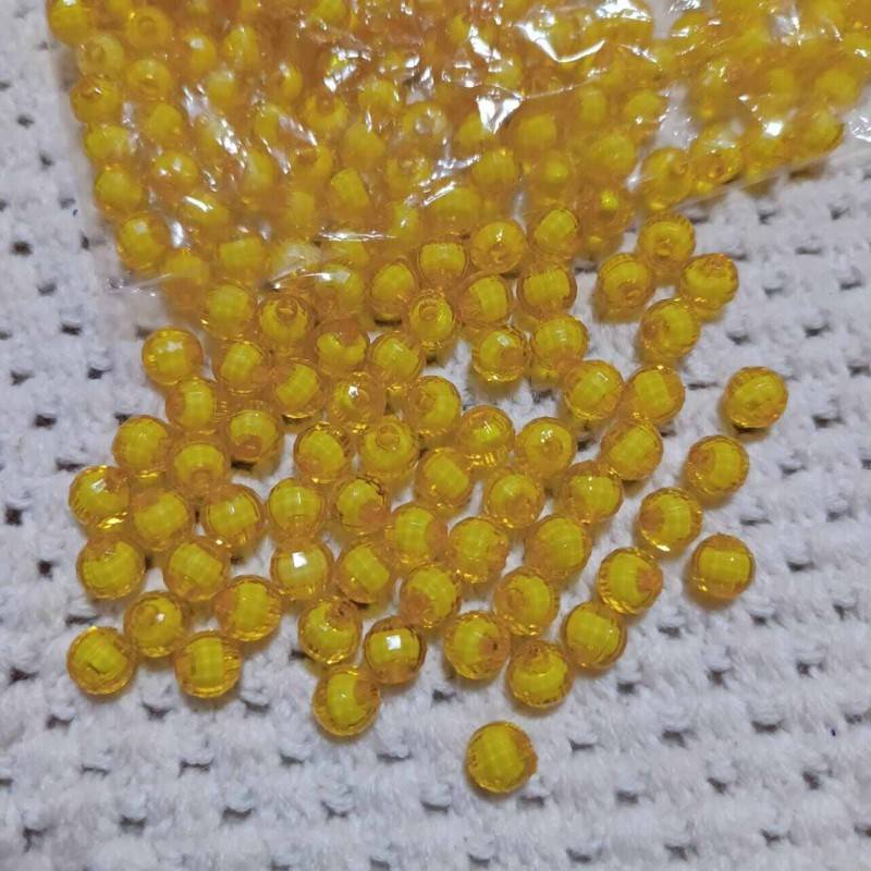 Picture of 8mm Acrylic Round Beads for Jewellery Making Plastic Round Beads for Bracelets Jewelry Making (50 Gram)-Yellow