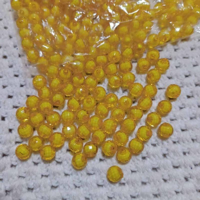 Picture of 8mm Acrylic Round Beads for Jewellery Making Plastic Round Beads for Bracelets Jewelry Making (50 Gram)-Yellow