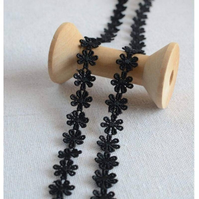 Picture of 5 Yards  New White Black Daisy Flower Lace Trim Embroidery Applique Polyester Trimming Sewing Crafts