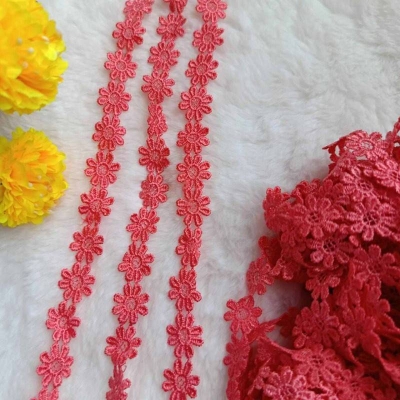 Picture of 5 Yards  New White Black Daisy Flower Lace Trim Embroidery Applique Polyester Trimming Sewing Crafts