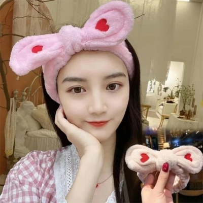 Picture of Love Bow Coral Fleece Face Wash Headband