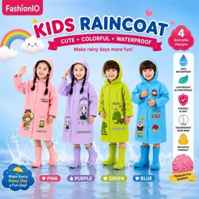 Picture of 3D Cartoon Kids Waterproof Raincoat with School Bag Cover