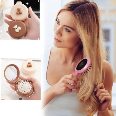 Picture of 2-in-1 Folding Hair Brush & Makeup Mirror
