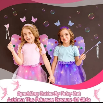 Picture of Butterfly Fairy Wings with Wand & Headband 3 Pcs Set
