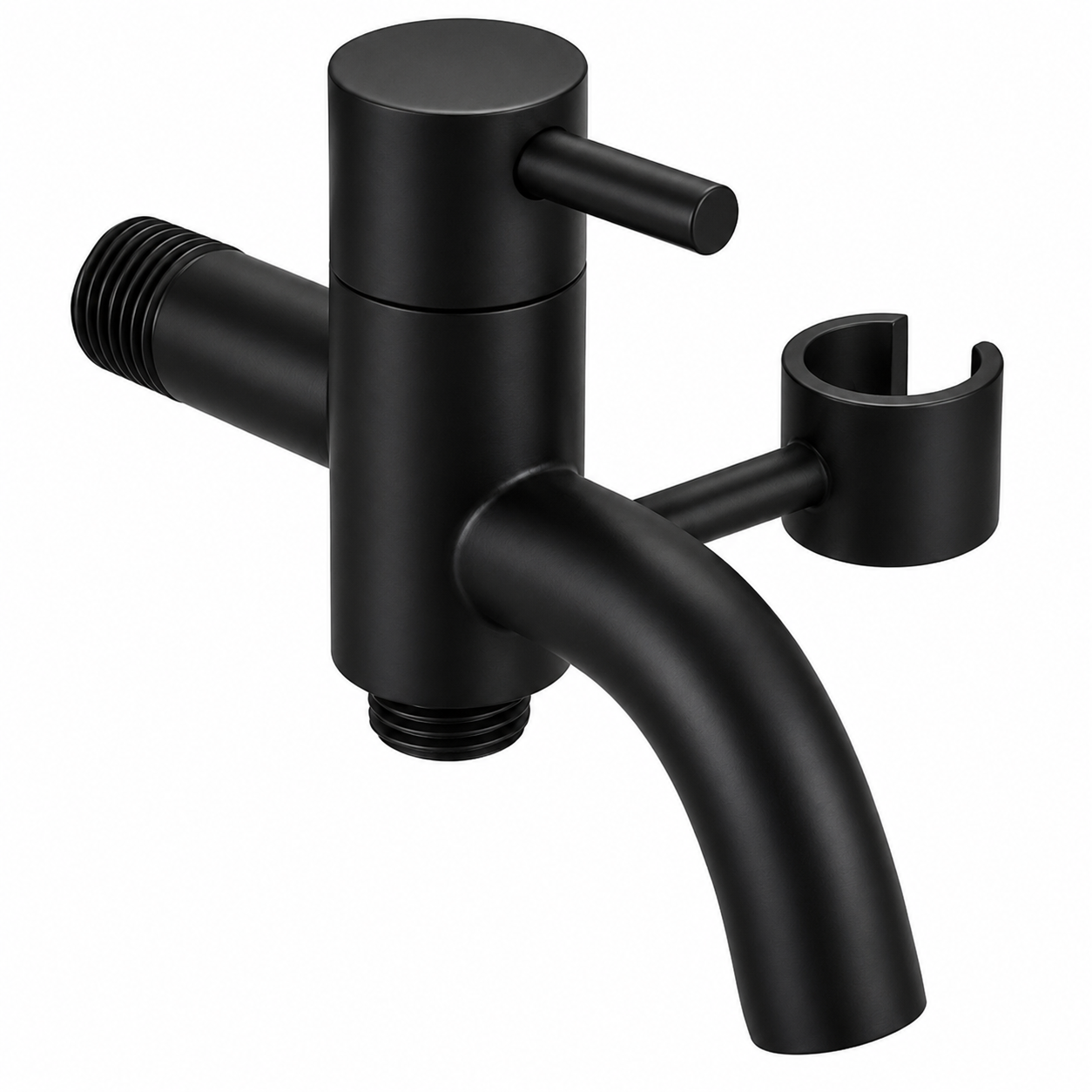 Picture of Mecan Single Lever Twin Bib Cock With Holder-Matte Black