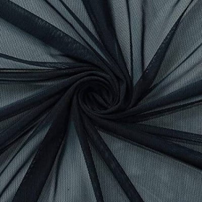 Picture of Soft Net Plain Bridal Lace Fabric Material for Dress Making, Apparels and Home Furnishing- Black (1 Meter)