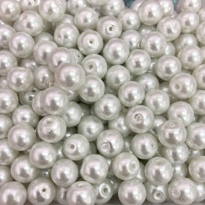 Picture of Glass Pearl Beads 6mm Approx. 10,000 Beads, White Glass Pearl Beads-White