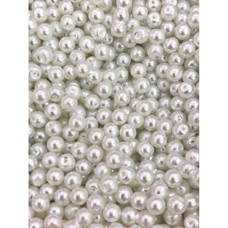 Picture of Glass Pearl Beads 6mm Approx. 10,000 Beads, White Glass Pearl Beads-White