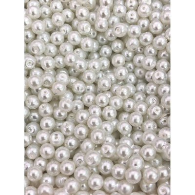 Picture of Glass Pearl Beads 6mm Approx. 10,000 Beads, White Glass Pearl Beads-White