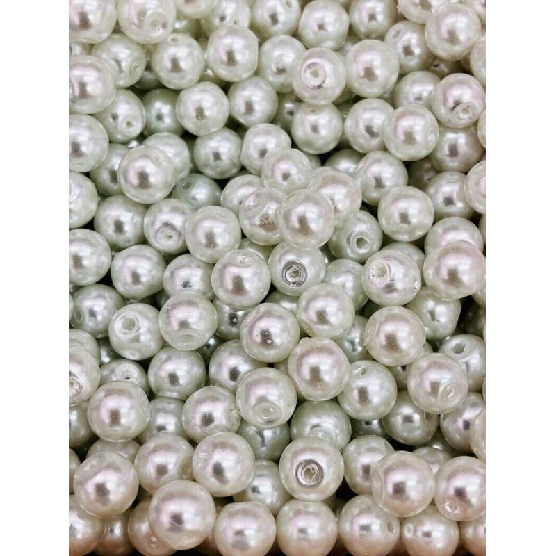 Picture of Glass Pearl Beads 6mm Approx. 10,000 Beads, White Glass Pearl Beads-White
