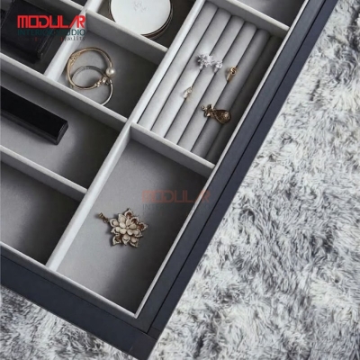 Picture of Premium Velvet Jewelry Organizer Drawer Insert | Watch & Necklace Storage Tray-Gray