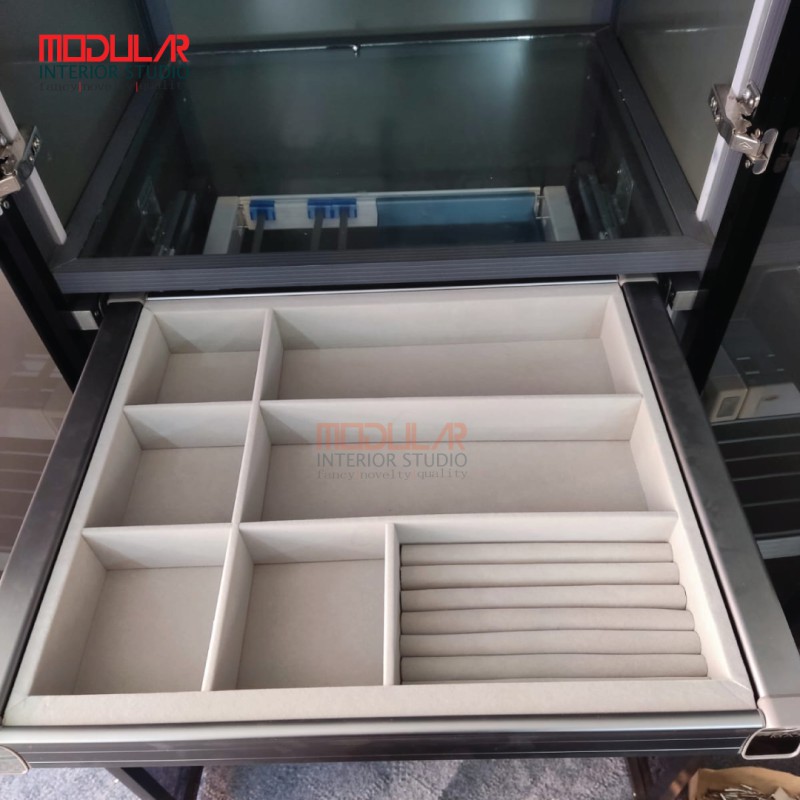 Picture of Premium Velvet Jewelry Organizer Drawer Insert | Watch & Necklace Storage Tray-Gray