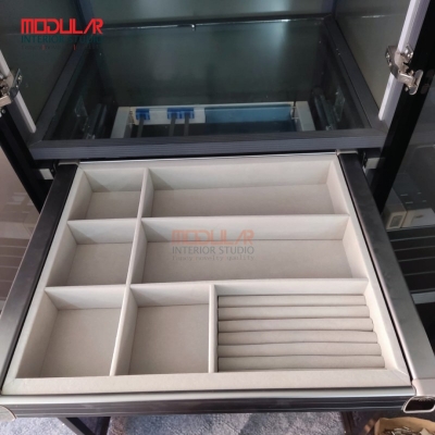 Picture of Premium Velvet Jewelry Organizer Drawer Insert | Watch & Necklace Storage Tray-Gray