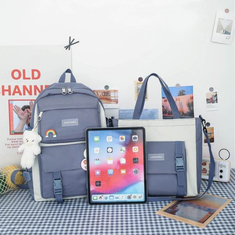 Picture of 4-in-1 Multi-Purpose School Backpack Set for Girls with Bear Keychain