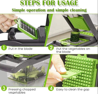 Picture of 14-in-1 Vegetable Chopper & Slicer Set – Multifunctional Cutter, Grater, Dicer & Food Container for Kitchen Use