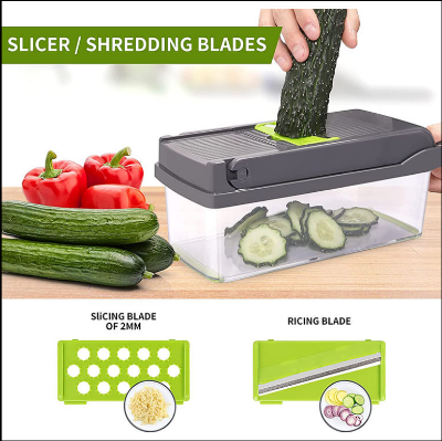 Picture of 14-in-1 Vegetable Chopper & Slicer Set – Multifunctional Cutter, Grater, Dicer & Food Container for Kitchen Use