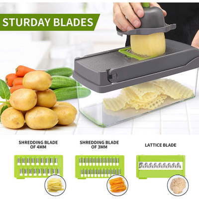 Picture of 14-in-1 Vegetable Chopper & Slicer Set – Multifunctional Cutter, Grater, Dicer & Food Container for Kitchen Use