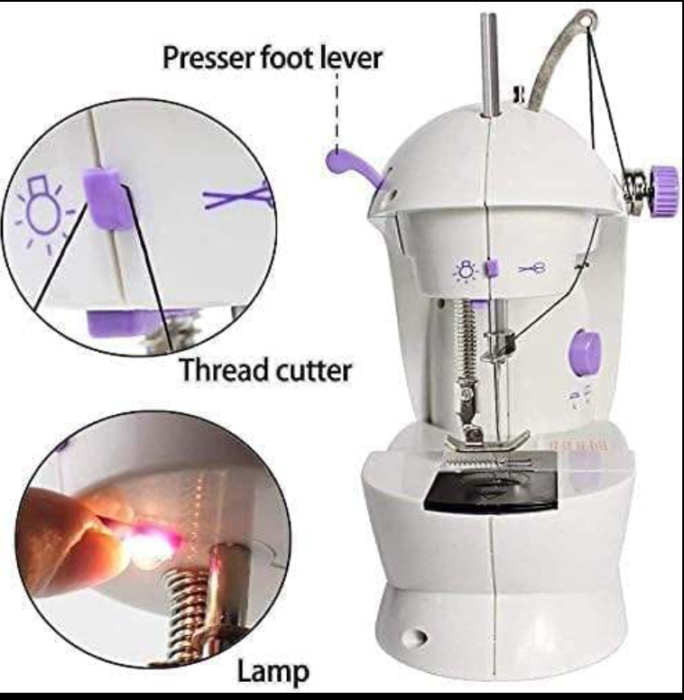 Picture of Dual Speed Mini Electric Sewing Machine with Light – Portable Overlock Handheld Stitching Machine for Home Use