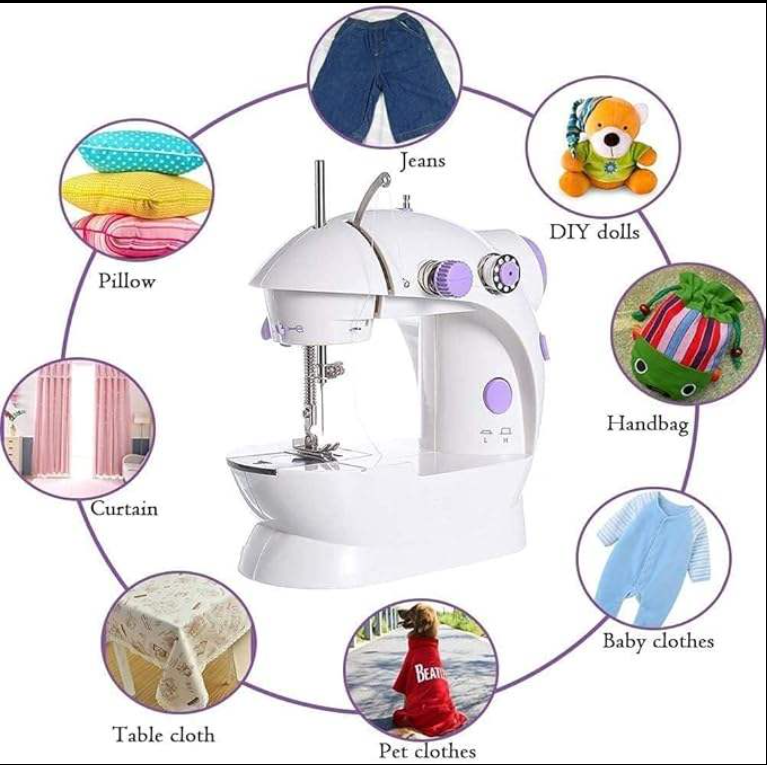 Picture of Dual Speed Mini Electric Sewing Machine with Light – Portable Overlock Handheld Stitching Machine for Home Use