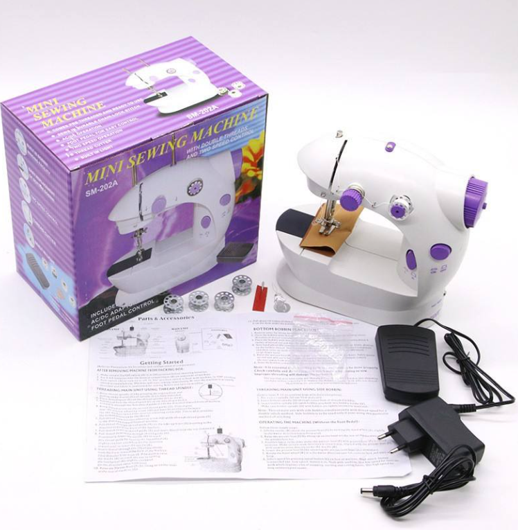 Picture of Dual Speed Mini Electric Sewing Machine with Light – Portable Overlock Handheld Stitching Machine for Home Use
