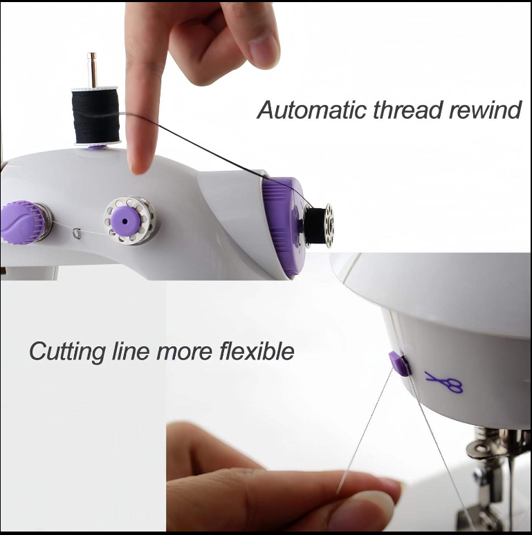 Picture of Dual Speed Mini Electric Sewing Machine with Light – Portable Overlock Handheld Stitching Machine for Home Use