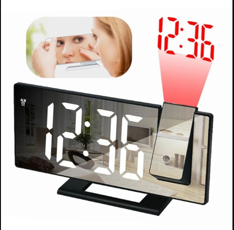 Picture of LED Digital Projection Alarm Clock – Ceiling Time Display, Dual Alarm, Snooze Function & Mirror Surface for Bedroom Use