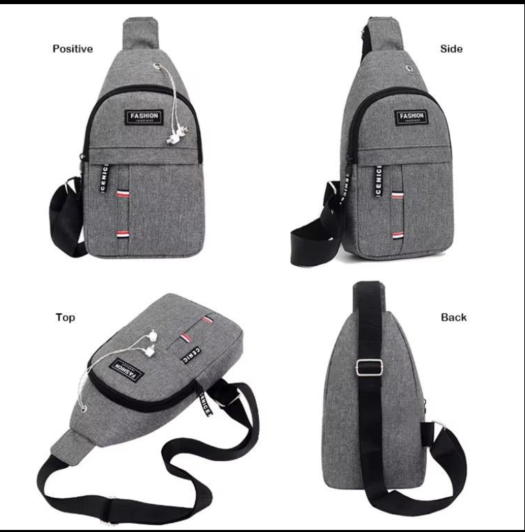 Picture of Men’s Fashion Crossbody Shoulder Bag – Lightweight Nylon Chest Sling Backpack for Samsung, Oppo, Xiaomi & More