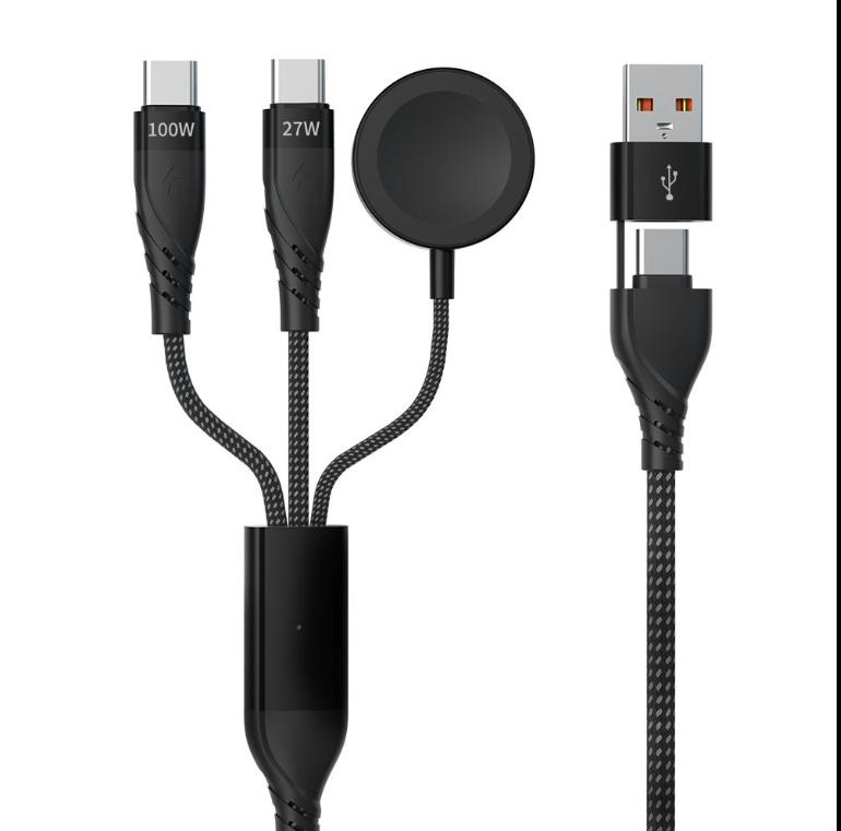 Picture of 2-in-1 USB A & USB C to Type-C Nylon Braided Fast Charging Cable – 100W/27W High-Speed Data & Power Cord for Mobile, Tablet & Laptop