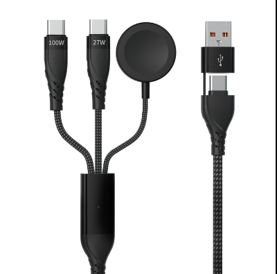 Picture of 2-in-1 USB A & USB C to Type-C Nylon Braided Fast Charging Cable – 100W/27W High-Speed Data & Power Cord for Mobile, Tablet & Laptop