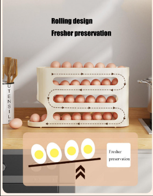 Picture of Automatic Rolling Egg Storage Rack – 4-Layer Egg Dispenser Organizer for Kitchen & Fridge