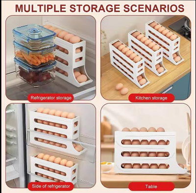 Picture of Automatic Rolling Egg Storage Rack – 4-Layer Egg Dispenser Organizer for Kitchen & Fridge