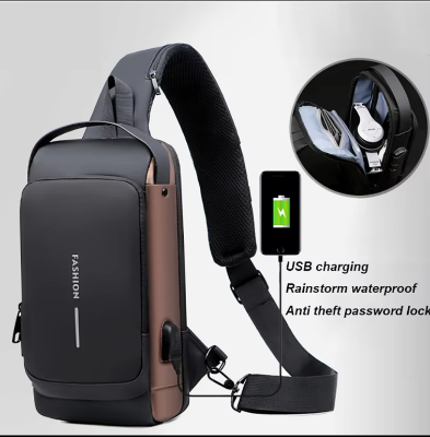 Picture of Men’s Waterproof Anti-Theft Chest Sling Bag – USB Charging Crossbody Shoulder Bag for Travel, Work & Daily Use
