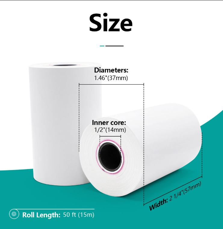 Picture of 57mm x 40mm Thermal Paper Roll – High-Quality POS & Credit Card Machine Receipt Paper (Non-Fading, Smooth Print)