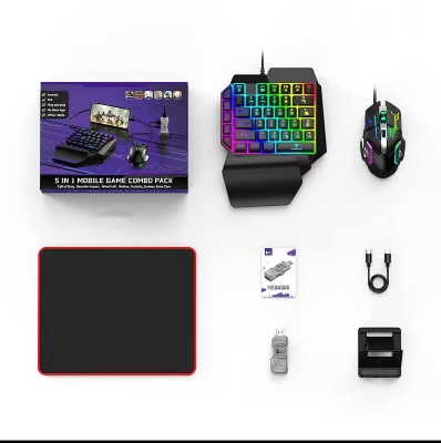 Picture of M9 Gaming Keyboard and Mouse 5 in 1 Combo Pack LED Backlit Wired Keyboard for Tablet Mobile Game