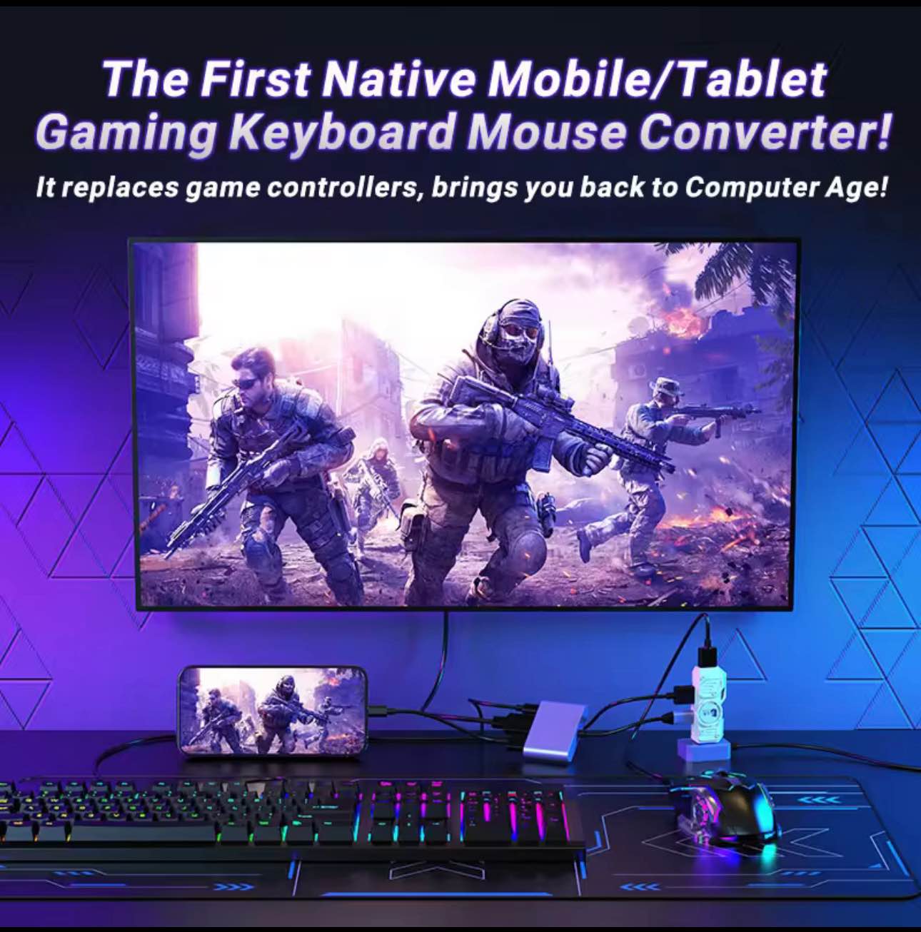 Picture of M9 Gaming Keyboard and Mouse 5 in 1 Combo Pack LED Backlit Wired Keyboard for Tablet Mobile Game