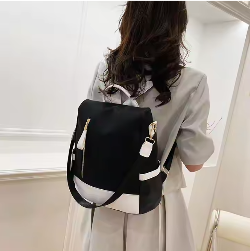 Picture of Women's Fashion Anti-Theft Backpack New Korean Style Soft Texture Large Capacity Polyester Bag for Travel School Trendy Zipper