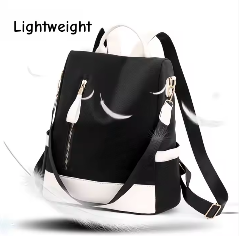 Picture of Women's Fashion Anti-Theft Backpack New Korean Style Soft Texture Large Capacity Polyester Bag for Travel School Trendy Zipper
